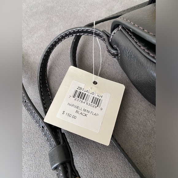 Fossil Black Leather Harwell Mini Flap Crossbody Purse NWT - Picture 6 of 10